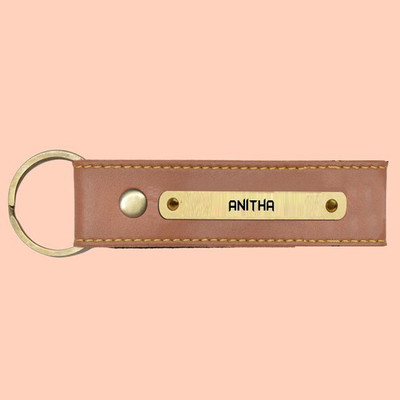 SY Gifts SYG Anitha Name Vegan Leather Keychain Key Chain