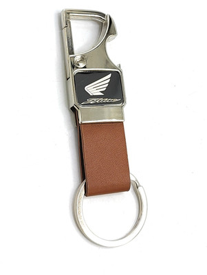 Jdp Novelty Premium Metal Leather Opner Keychain for H-o-n-d-a S-h-i-n-e Bike Brown Colour Key Chain
