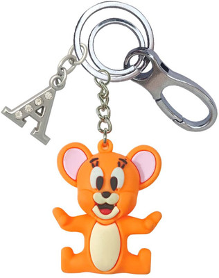 SHOKY LOOKS Multicolor Handsome Jerry in Rubber With A Letter Locking Lock Key Chain