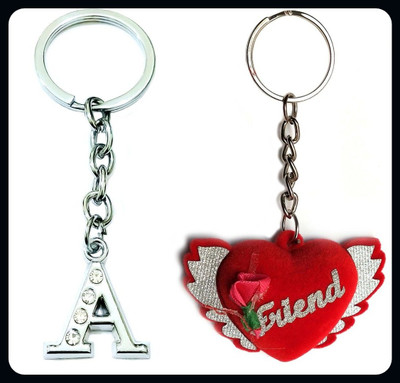 Meeko.com Letter A and Best friend _kk498 Key Chain
