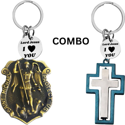 The Men Gift Double-Sided Saint Michael Keychain – Jesus Christ Key Ring Medal Com645-677 Key Chain