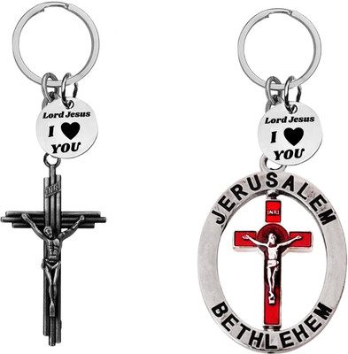 The Men Gift Jesus cross & Red Cross Keychain Set ShivkeyCom670-672 Key Chain