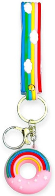 AMANVANI Rainbow & Donut Shape Keychain, Key Chains for Car, Scooty, Girls Boys Gifts Key Chain