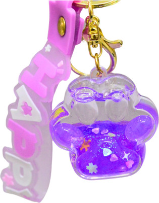 Nivu Cute Paw Design - Water Glitter Keychain for Girls with Decorative Strap Key Chain
