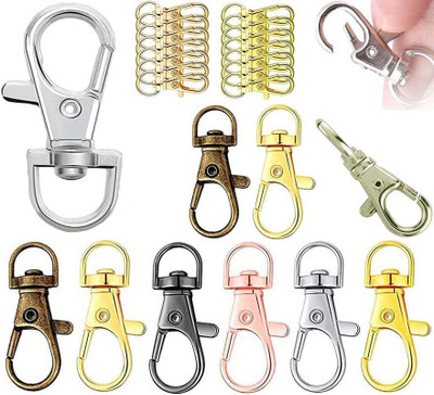 DIY Crafts 50 Pcs, Silver Metal Claw Clasps Wide 3/4 Round Ring 360 Swivel Trigger Keychain