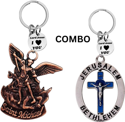 M Men Style Double-Sided Saint Michael Keychain – Jesus Christ Key Ring Medal Com647-672 Key Chain
