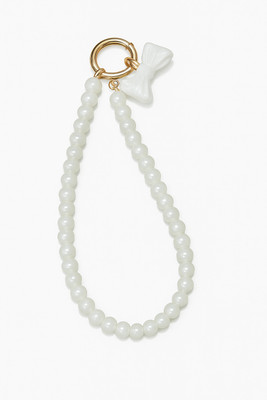 Something New Elegant Pearl Beaded with White Bow Charm Key Chain