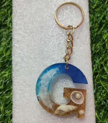 Harshi Creations Gifts Resin art Keychain Letter - G, Ocean Theme Key Chain