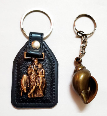 ShopTalk Lather Radha Krishan with brown shank Key Chain