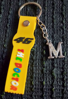 ShopTop VR 46 yellow rubber key chain and M letter Key Chain