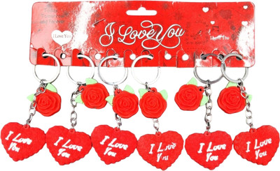 WHITE POPCORN Crystal Heart I Love You Keychain (pack of 6) Key Chain