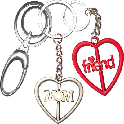 KV Fashion MOM AND Friend Rotating Double Sided Heart Design With Hook Keychain Combo 01 Key Chain