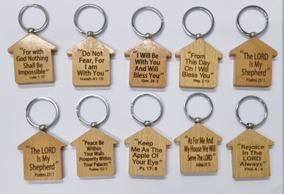 BLESSINGS Set Of 10 Christianity Wooden A Key Chain