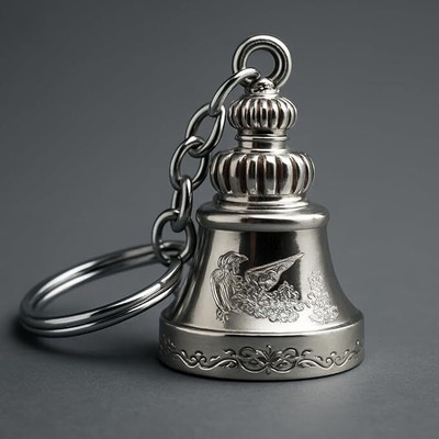 Sahib Collection Tibetan Bell Keychain GuardiaN Bell Temple Color Smile Black Hook Copper Pack1 Key Chain