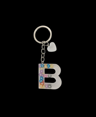 NEHIK ENTERPRISE Resin Keychain Letter B Heart White Key Chain