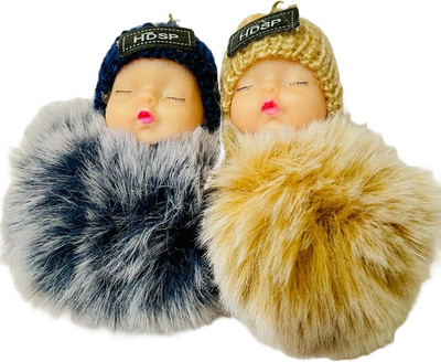 GKM Cute Baby Sleeping Doll combo set soft fur toy keychain set Key Chain