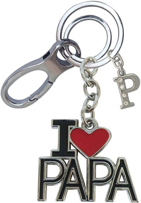 HANDSOME ISK Stainless Steel I Love Papa With P Letter Locking Lock Strong Key Chain