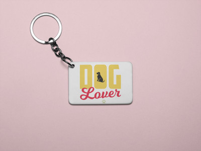 DOGAR ESSENTIALS Dog lover Yellow And Red Text -Printed Acrylic Keychain (Pack Of 2) Key Chain
