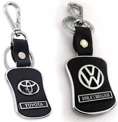 Jainsburys Combo of Toyota & Valkswagen Logo Leather Hook Keychain & Best Quality Keychain Key Chain