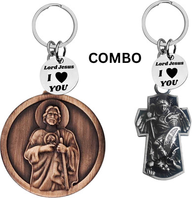 The Men Style Lord Jesus Keychain Combo– Sacred Heart Religious Keyring Set ShivkeyCom629-652 Key Chain