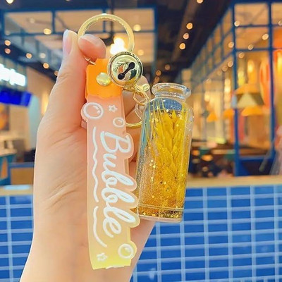 JITAHARAY Acrylic Oil Filled Golden Wheat Keychain Key Chain