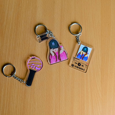 Wehatke BTS Acrylic Girl Signature Tag Hanging|Spotify With Song QR & Photo(Combo Of 3) Key Chain