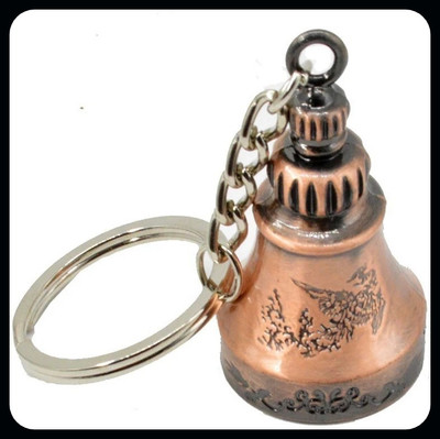 Meeko.com Brass Metal Temple Bell Religious Brown-KC Key Chain