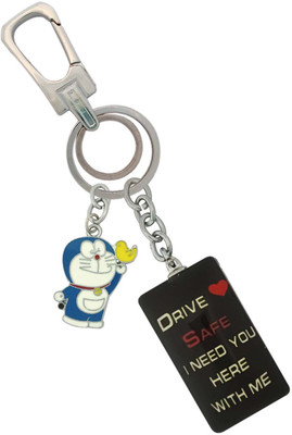 SHOKY LOOKS Elegant Black 3D Drive Safe With Mini Doramon Locking Lock Key Chain