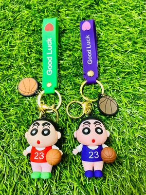 GKM Famous Cartoon Shinchan combo set 3D pvc keychain with hook Key Chain
