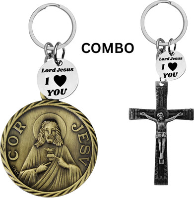 M Men Style Lord Jesus Keychain Combo– Sacred Heart Religious Keyring Set SkeyCom623-667 Key Chain