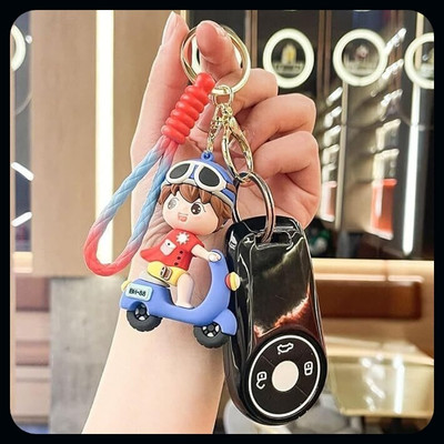 gtrp Keychain-Red Bike Girl Cute 3D Silicon Cartoon 05-New6 Key Chain