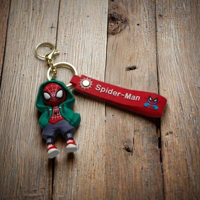 Hurera Miles Morales Spiderman Action Figure 3D Keychain with Lanyard Key Chain