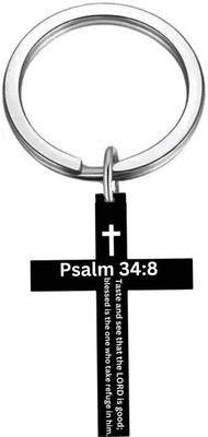 M Men Style Bible Verse Keychain Christian Cross Accessories Key Holder Black SKey202559 Key Chain