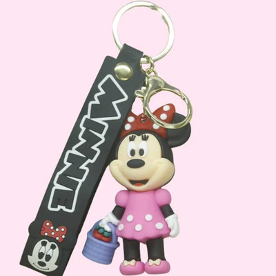 Nizix Minnie 3D Cartoon Rubber Keychain for Boys Girls Backpack and Bag Charm Key Chain