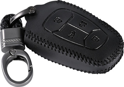 CONTACTS Soft Leather Car Key Cover Compatible with TATA 4 Button Smart Key With Key Chain