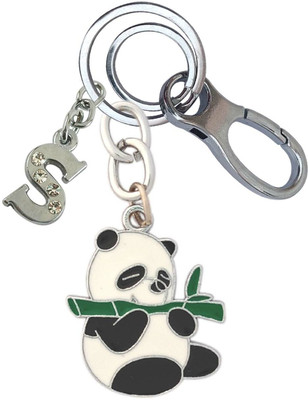 SHOKY LOOKS Beautiful Design Bamboo Panda With S Letter Locking Lock Key Chain