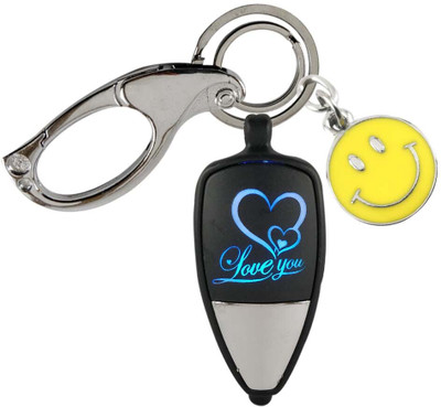 HANDSOME ISK Beautiful & Attractive Love U Multicolor Light With Yellow Smiley Locking Lock Key Chain