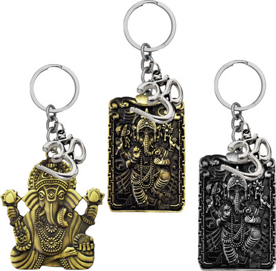 M Men Style Lord Ganesha Om Metal Key Ring – Keychain for Car, Bike & Office SKey596-608-609 Key Chain