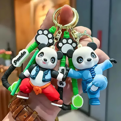 SWARUPNIDHI 2Pc Kung Fu Panda Keychain Set | 3D Silicone Cartoon Bag Charm & Keyring Key Chain