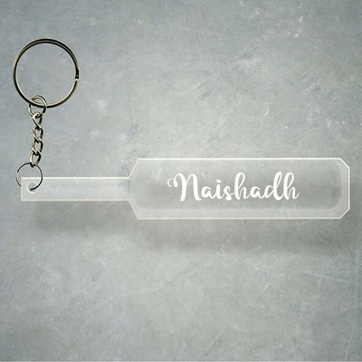 SY Gifts Cricket Bat Logo Design With Naishadh Name Key Chain