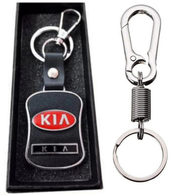 Jainsburys Combo of Kia leather keychain & Steel Bukkle Hook keychain Key Chain