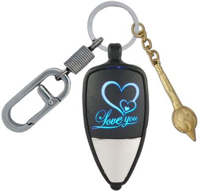 SHOKY LOOKS Multicolor Love You Light With Hnuman Gada Chrome Finishing Locking Lock Key Chain