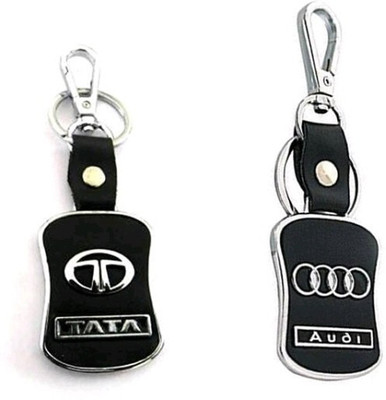 BBG FK_Combo of Tata & Audi Logo Leather Hook keychain & Best Quality Keychain Key Chain