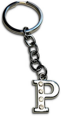 swagtreg Stylish Alphabet P Letter Keychain with Rhinestone Accents – Elegant Metal Key Chain