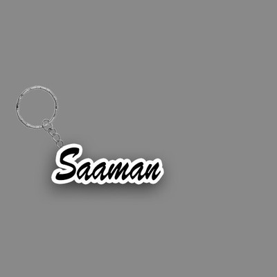 SY Gifts SYG Saaman Name Keychain White And Black Key Chain
