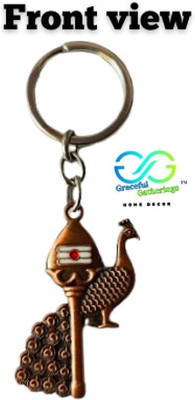 Graceful Gatherings Murugan Om Vel with Peacock Keyring|Kartikeya Keychain for car,bike Vel Keyring Key Chain