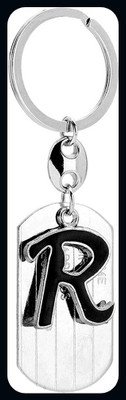 Meeko.com Alphabet R Silver Black Metal Keychain for Car Bike Men Women Keyring R-A Key Chain