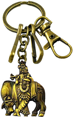 AFH Lord Krishna with Cow Idol Bronze Charm Labster Religious Keychain for Men,Women Key Chain