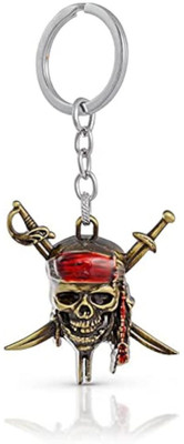Keychain gallery 3D Metal Caribbean Pirates Skull Keychain Adventure Keyring Gift Key Chain