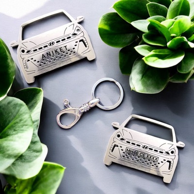 piezart Personalized Hyundai Aura Keychain – SS304 Stainless Steel | Custom Engraved Key Chain